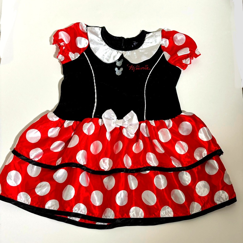 Minnie Mouse dress Disney baby kids 12-18 months red white polka dots